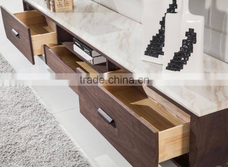 2015 Living Room Furniture MDF Wood TV Stand with 3 drawers , top marble tv cabinet ,modern tv stand on promotion