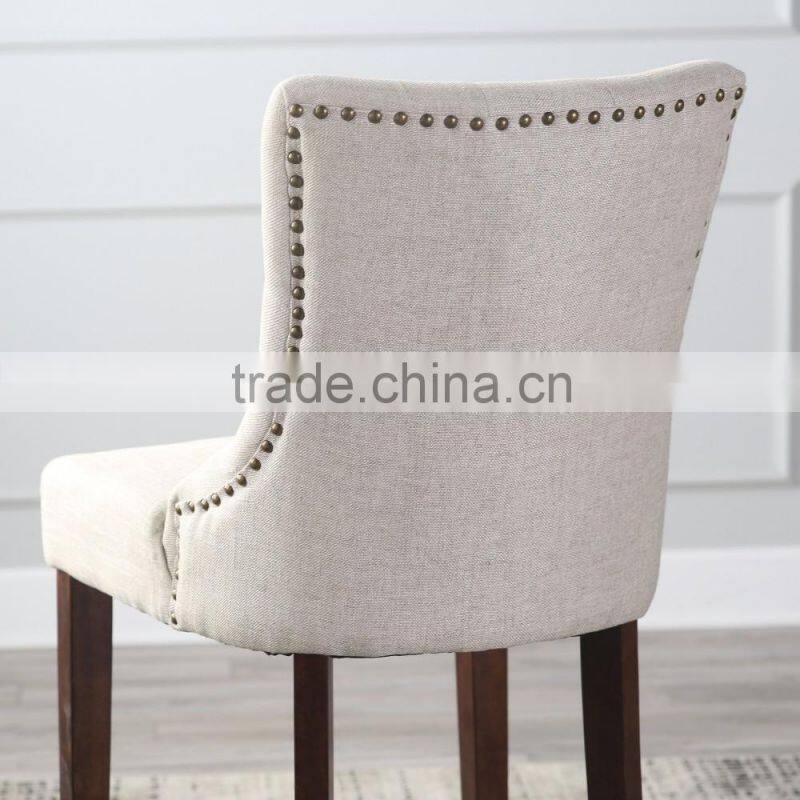 Raymer furniture Living beige linen Tufted high bar Stool
