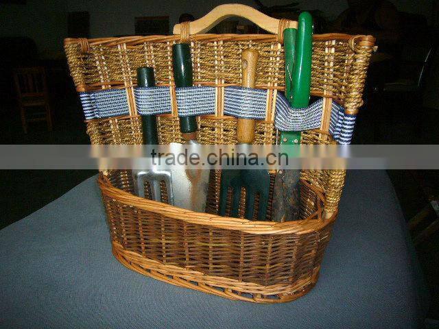 2013 new style green wicker garden tools basket for sale