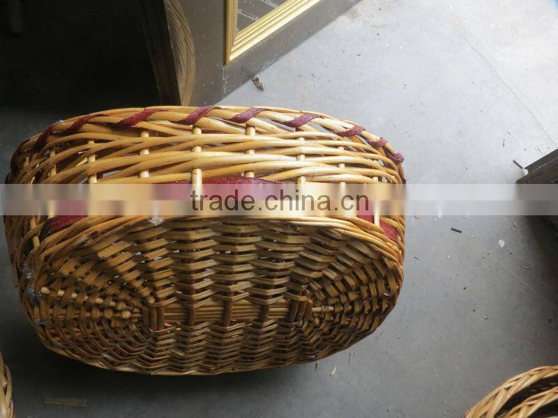Figure handmade woven willow basket with handle for sale