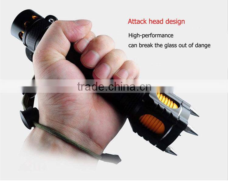 JF Professional tactical led torch self defense flashlight With Stainless Steel Nail,high power tactical military flashlight