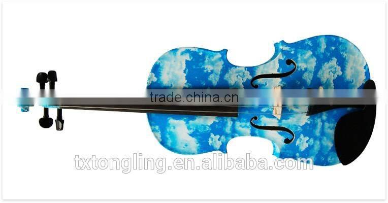 Blue Flower Decorative Solid Wood Violin TL-1204
