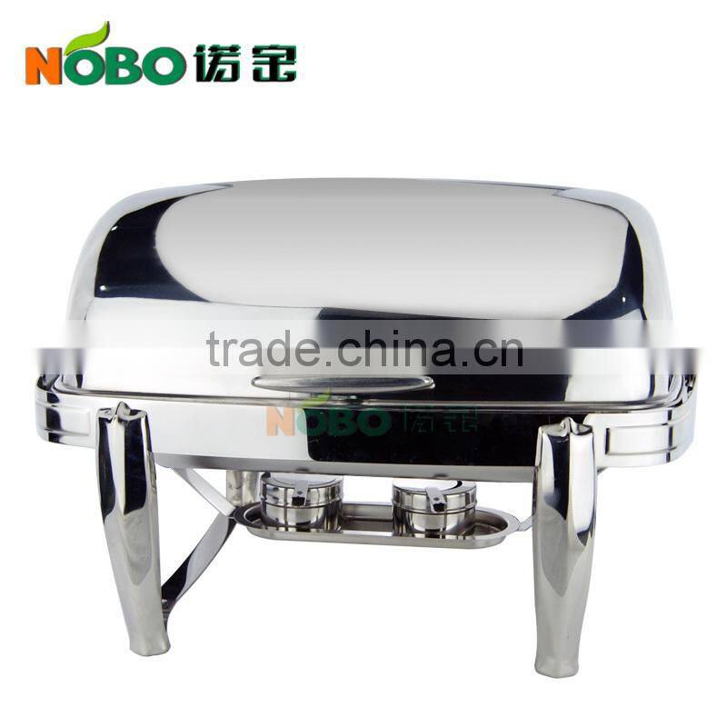 Stainless steel high quality buffet hot food server /roll top chafer with foldable stand