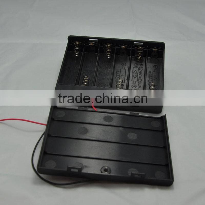 Hold 6x AA Size Battery Holder Box 12V Case With Cover ON/OFF Switch Wire Lead