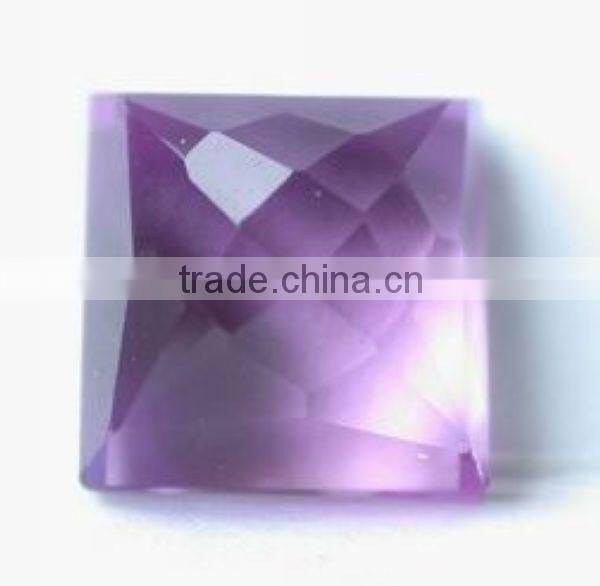 Hot seller purple glass princess cut cabochon gemstone