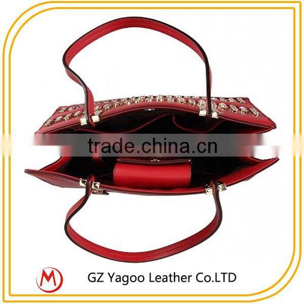 Thailand Leather Wholesale Handbag Rivet Custom Women Tote Bag