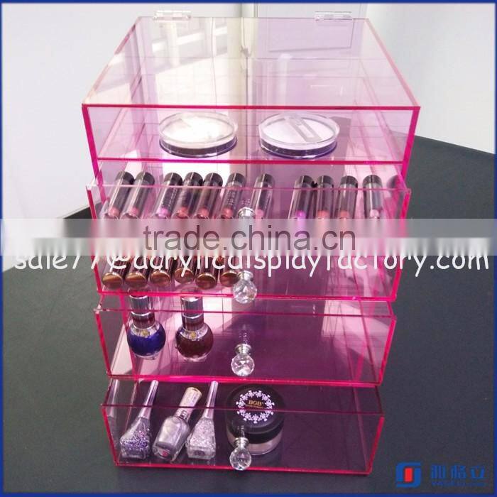 Factory Wholesale Custom Acrylic Makeup Organizer / Cosmetic Organizer with Drawer / Clear Cosmetic Display