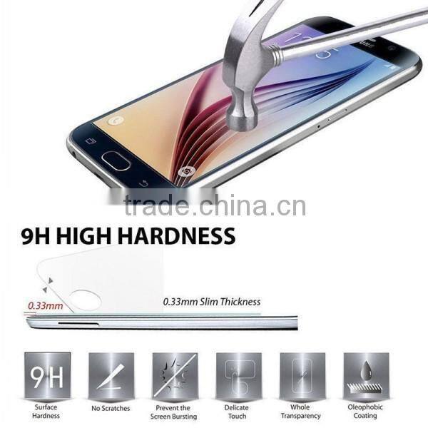 tempered glass screen protector, For Samsung galaxy S6 mobile phone accessory 0.3mm round edge tempered glass film