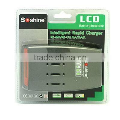 High quality AAA AA battery charger with LCD display, quick charger for AA, AAA battery from Soshine