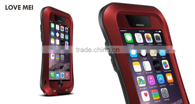 2016 Lovemei Shockproof Dropproof Glass Metal Case Cover For iPhone 6