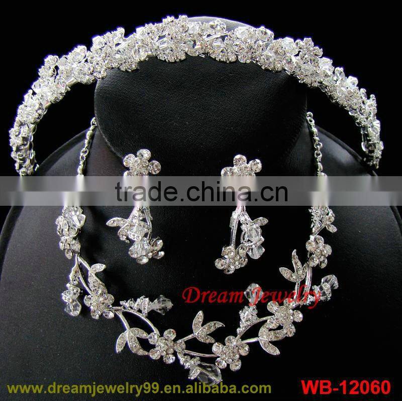 hot sale coral fashion jewelry sets crystal pearl tiaras necklaces earrings new wedding jewellery