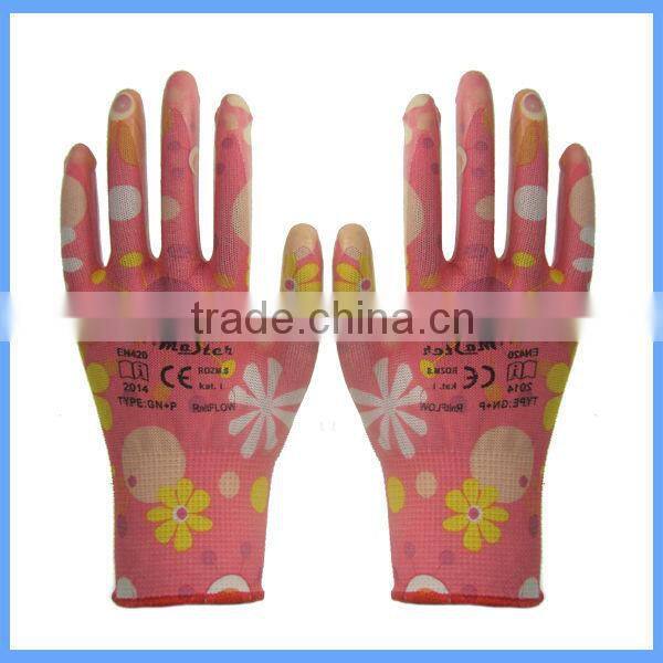 CE approved 13g nylon popular print gloves for General handing