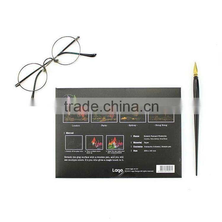 Hot selling newest high quality scratch night view new series with fireworks pictures