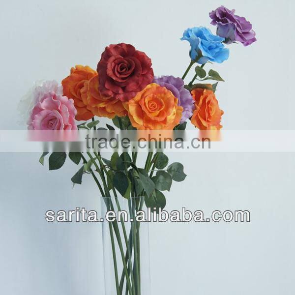factory price artificial real touch rose with blue colors