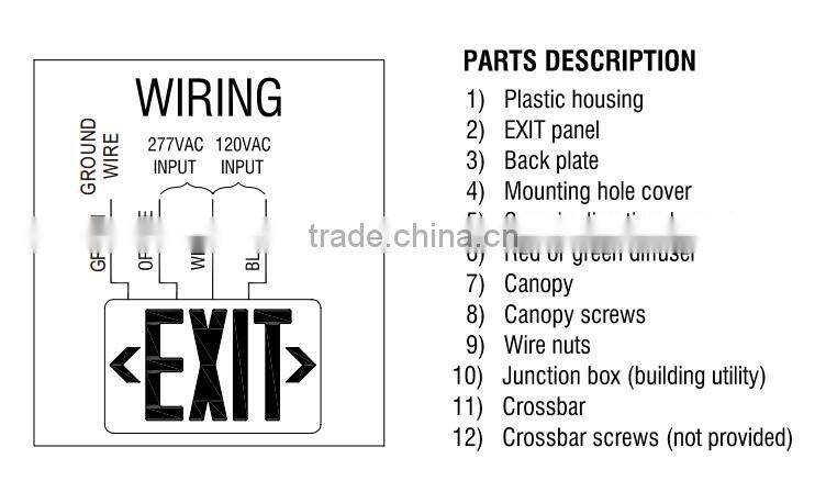 ET-100 UL listed LED rechargeable 2 sided exit sign