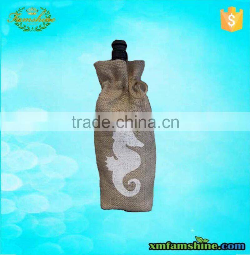 eco friendly single bottle cotton wine drawstring bag