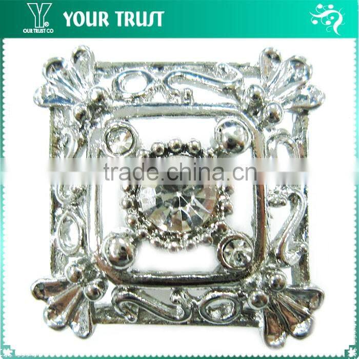 Vintage Crystal Rhinestone Silver Metal Nickel Free Shank Rhinestone Button