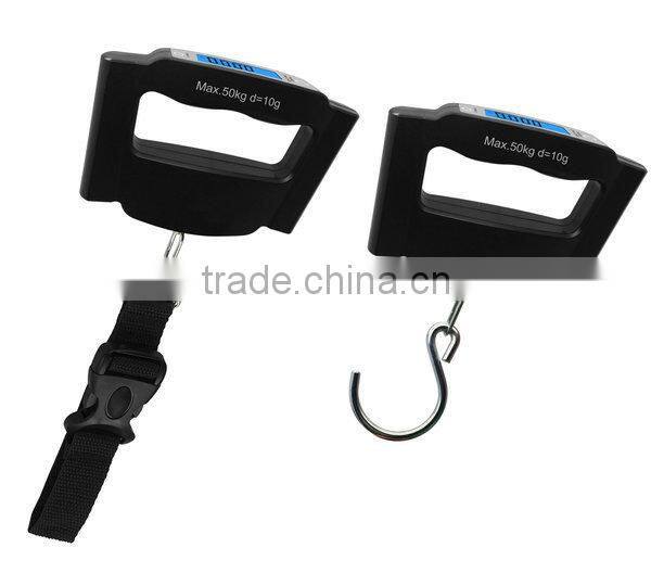 50kg Blue LCD Portable digital Luggage Scale with belt or Hook