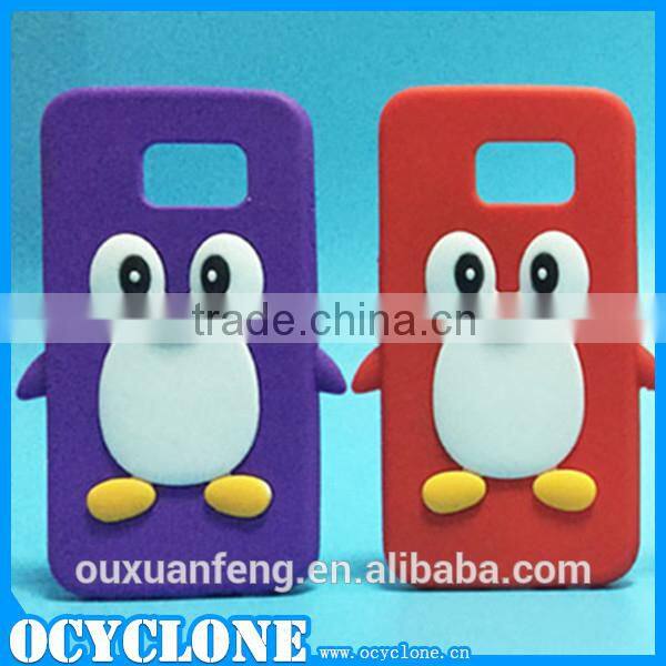 cartoon lovely QQ Penguin Design for Samsung Galaxy S6 Silicone back case