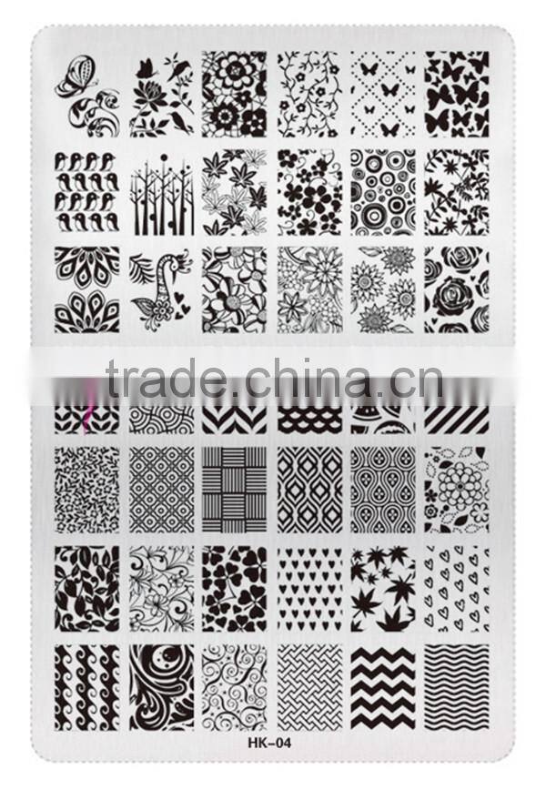 New style HK 02 flower and arrows design nail art stainless plate