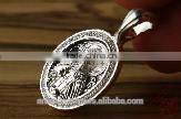 Silver 925 Oval Pendant Icon of Jesus Christ. Russian Style. Burnished Silver