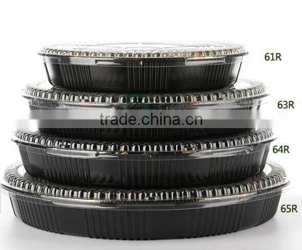 13" round embossing sakura PS plastic 6 compartment disposable food tray