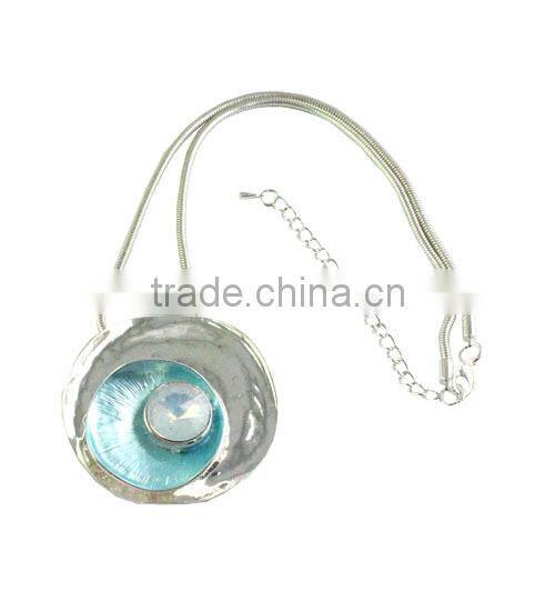 2015 Flexible Sanke Chain Oil bule Necklace With Stone Alloy Circles