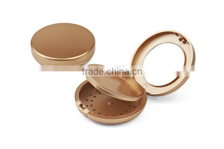 Professional empty round golden makeup compact case