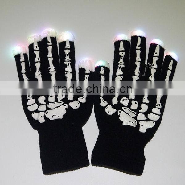 2016 Led Light Up Skull Glove/Handmade Led Finger Glove,led glove light