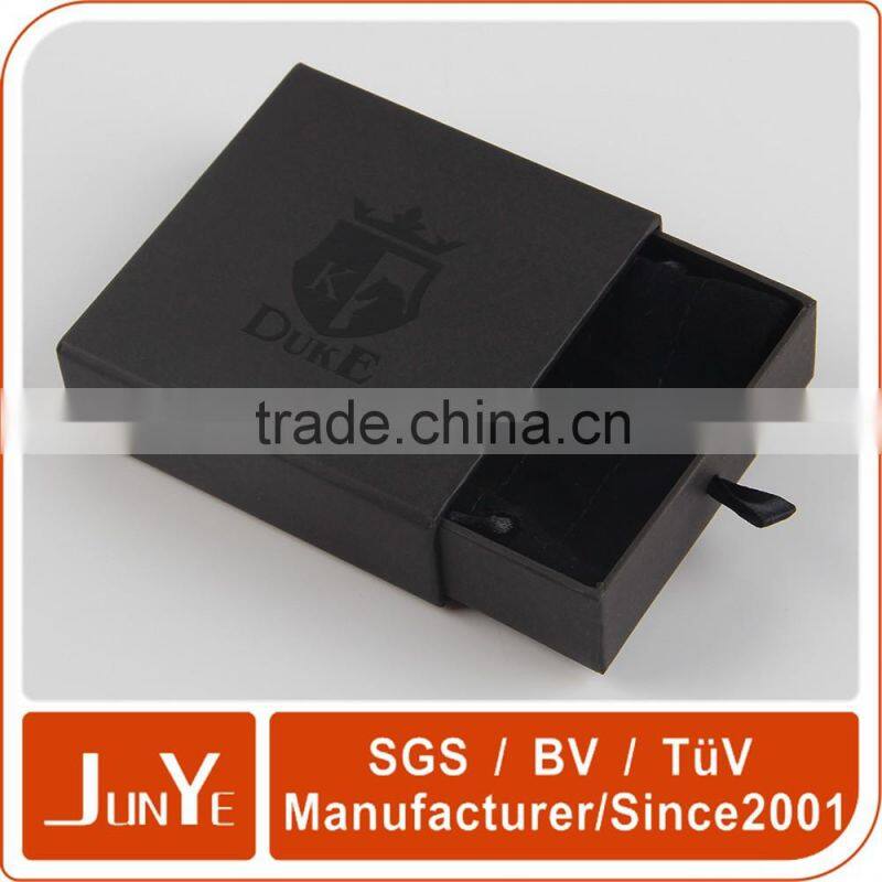 Junye black UV cardboard bracelet gift drawer packaging box with bag