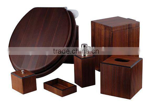 6 pcs Wooden Bathroom Accessories Set