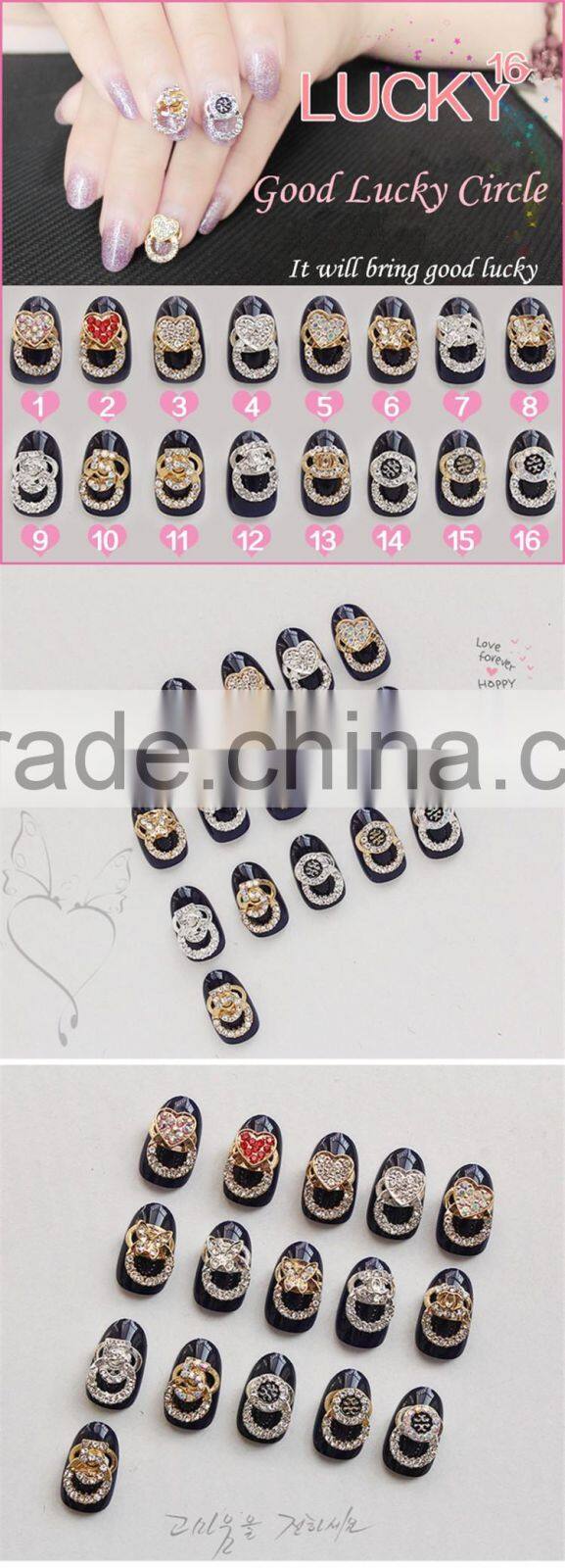 2016 New Trends Fashionable Lucky Circle Pendant Nail Art Charms Decal Fancy Multi Shape 3D Alloy Nail Art
