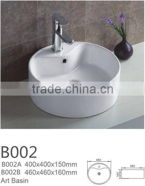 Sanitary ware ceramic basin white round shape single hole wash basin new desigh hot sale best quality art basin YB002