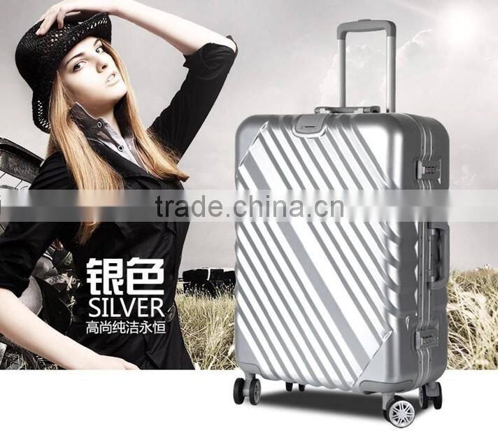 2016 Fashion ABS and PC Aluminum Frame Hard luggage China Factory Trolley Case Travel luggage bag trolley case travelling bag