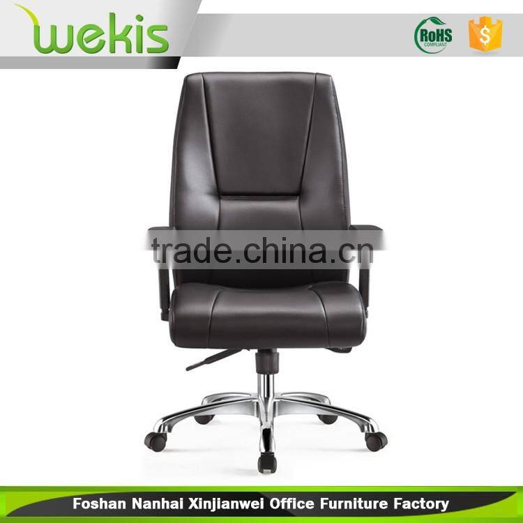 2016 High back comfortable genuine leather executive office chair with chrome armrest