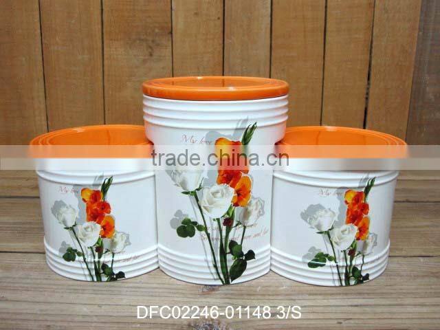 chinese ink decal ceramic condiment canisters