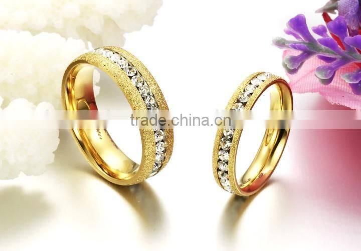 KSTONE Latest Designs Gold Shiny Couple Ring, Gold Crystal Ring For Couples