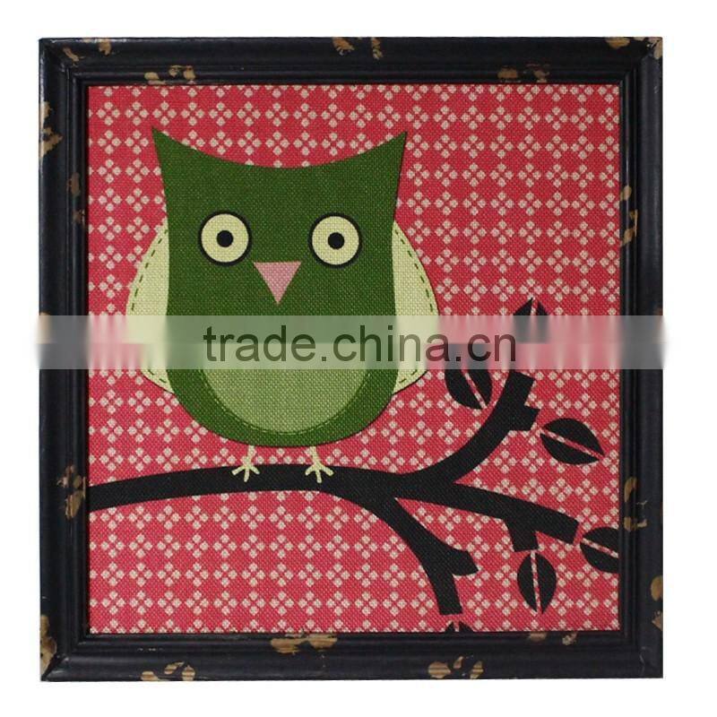 Burlap Wall Art Decoration Black Wood Frame Printing