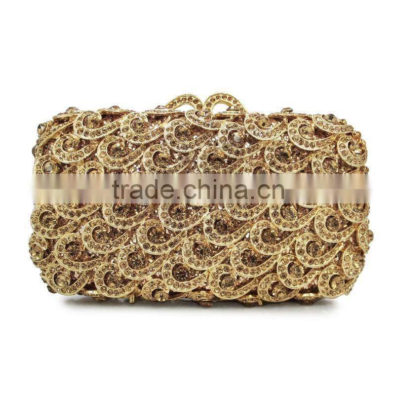 gold crystal rhinestone elegant wedding diamante ladies clutch evening bag (88161A-GG)
