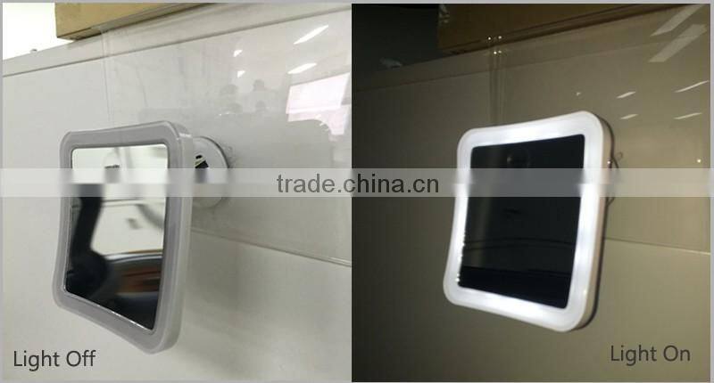 Anti-fog Plastic LED Light Suction Cup Cosmetic led travel Mirror