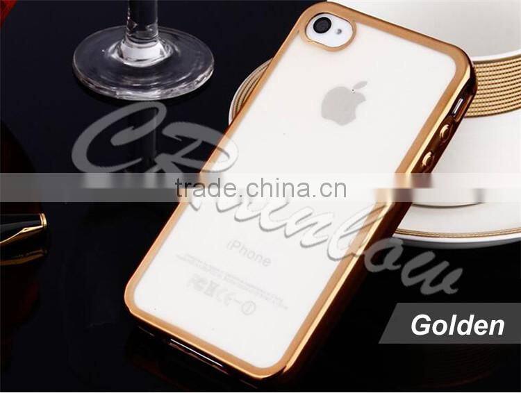 OEM Metal plate phone case for iPhone 4 Color Painting Soft TPU Back Case