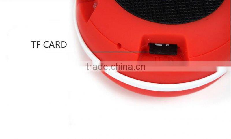 Promotion gift mini portable round shape bluetooth speaker with carabiner
