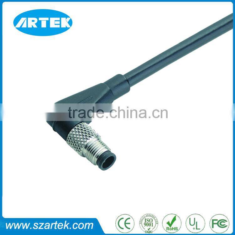 90 degree 4pin female m5 molded waterproof connector cable