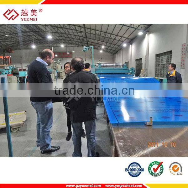 Guangzhou yuemei Grade A building material UV coated abrasive polycarbonate sheet for Chair cushion