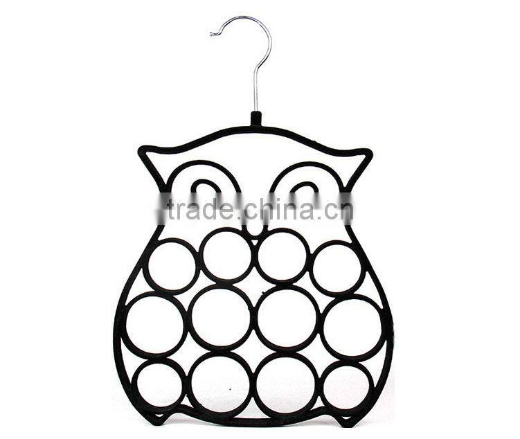 Velvet Flocked Scarf Tie Hanger Oraganizer, Owl Style