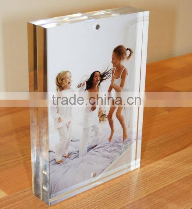 black and clear acrylic magnet photo frame, plexi-glass picture frame