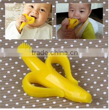 High Quality Silicone Baby Banana Bendable Training Toothbrush Infant Non-Toxic Teething