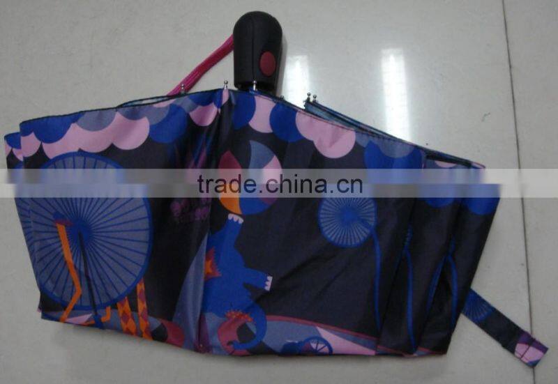 Good Quality 3 fold Semi Auto open Folding umbrella