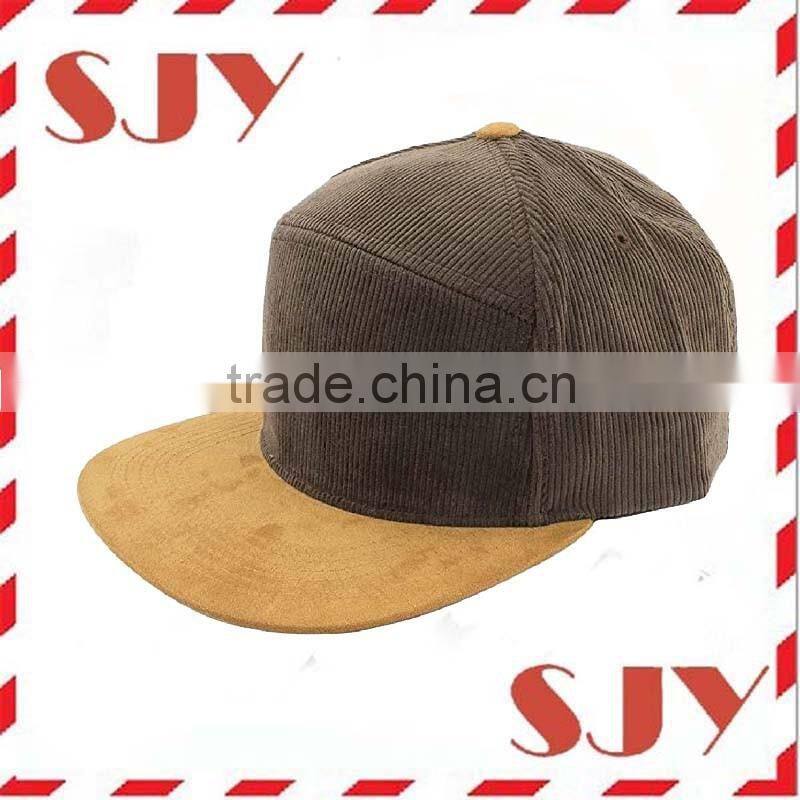 Vintage Corduroy Suede Flat Bill Brim Snapback Baseball Cap