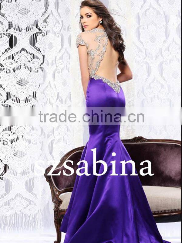 E0302 sexy lace top see through mermaid backless dress